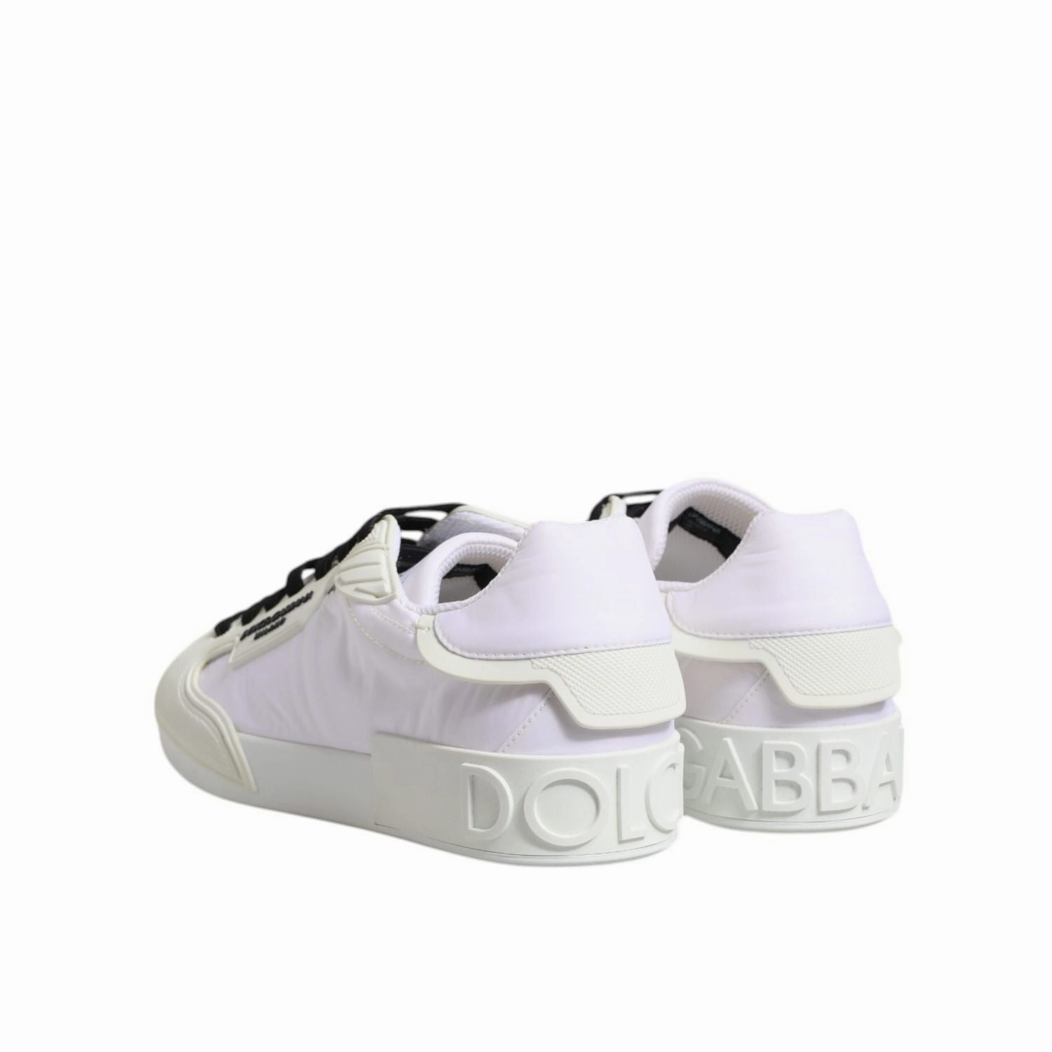 Dolce & Gabbana White Nylon Leather Low Top Sneakers Shoes Outdoor Basketball Sneakers