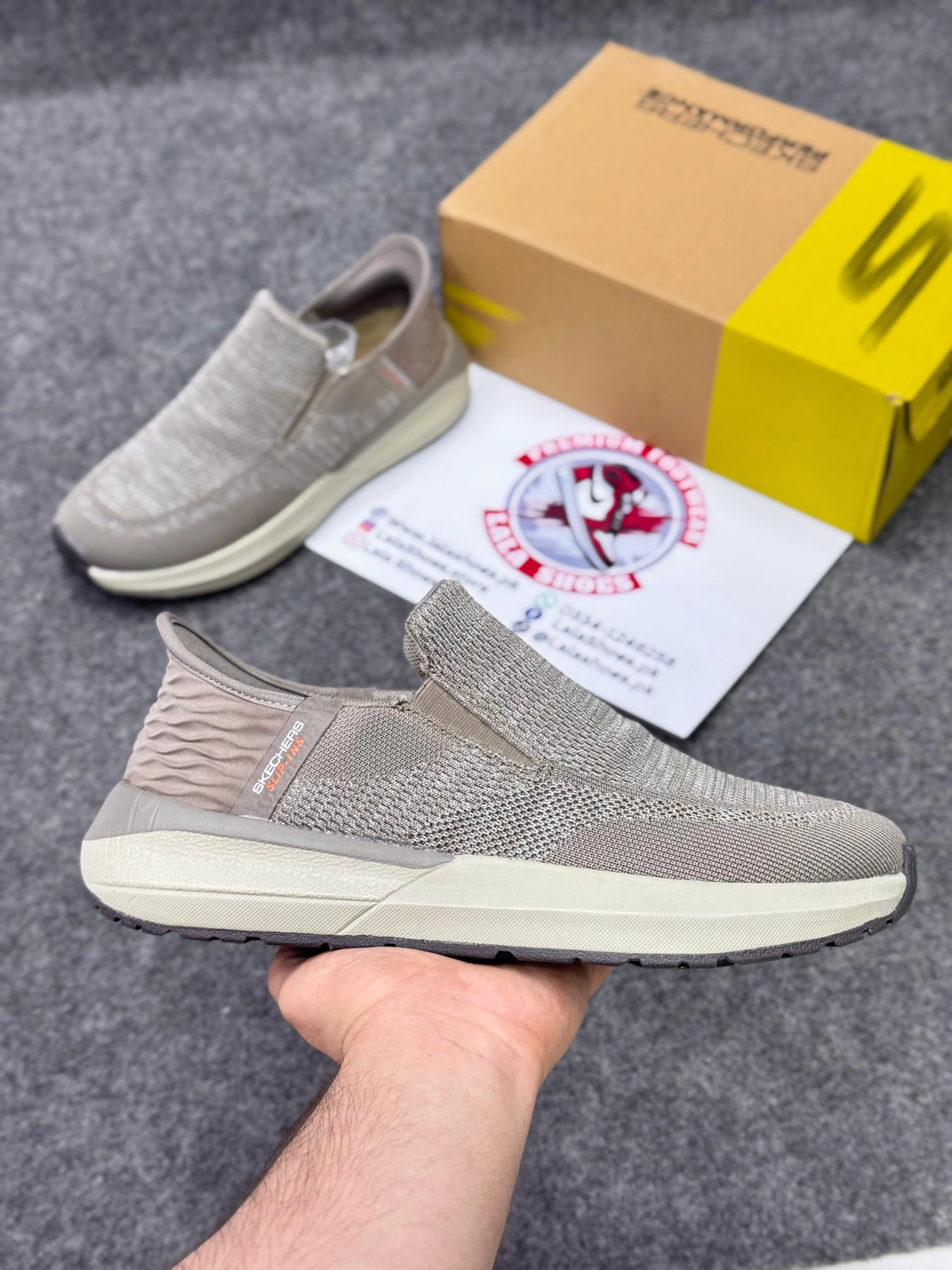 Cross Country Running Shoes Skechers Slip-ins: Max Cushioning Hyper Burst Khaki 24758, Running Shoes in Pakistan