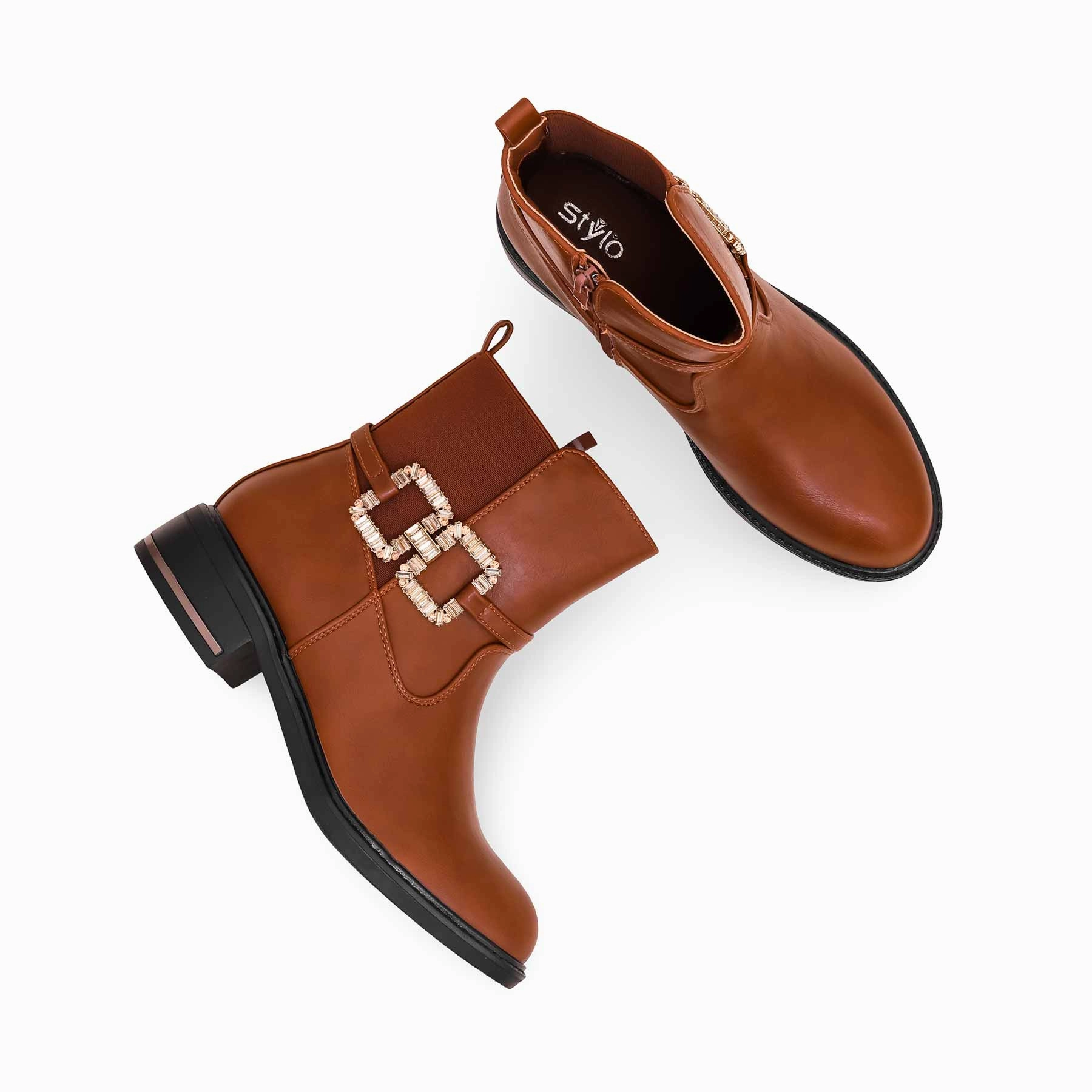 Brown Women Long Shoes WN9016 Mustard Flat Shoes