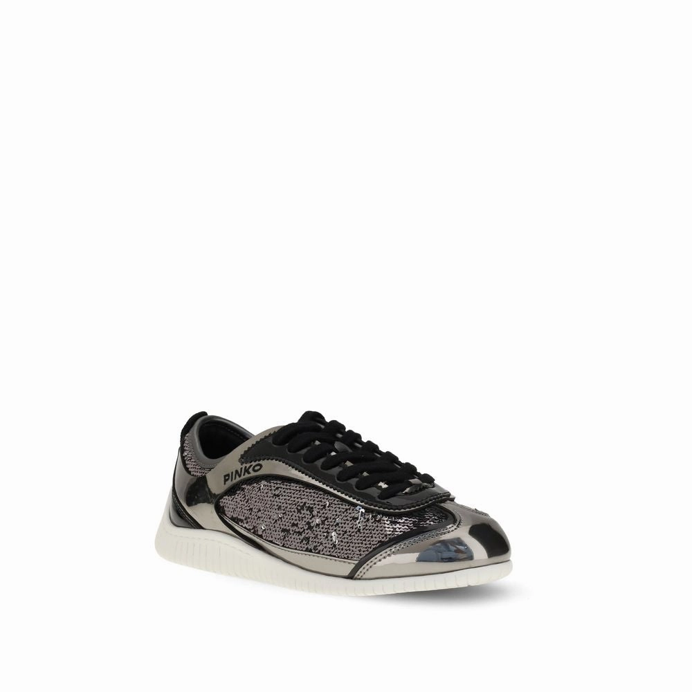 PINKO Silver Nylon Chunky Sneakers Sneakers Wedges Shoes
