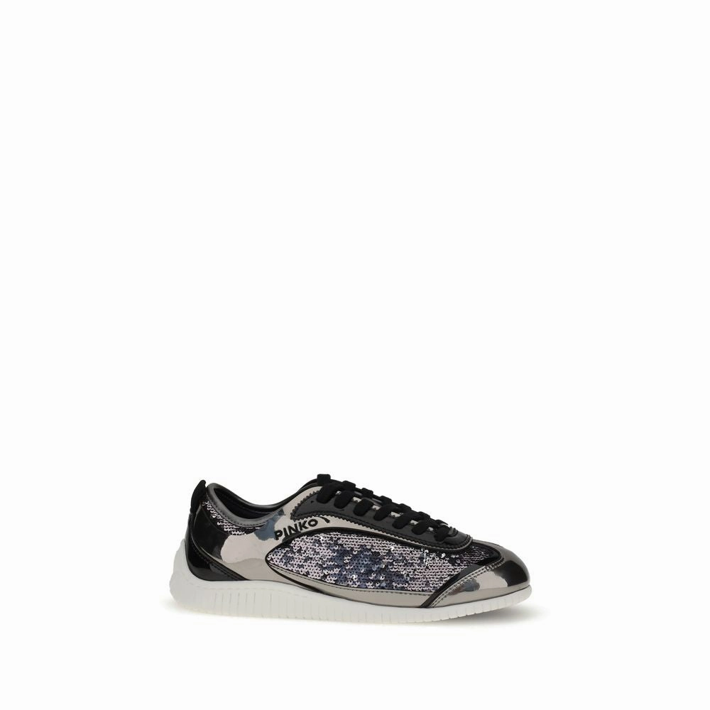 High Platform Sneakers PINKO Silver Nylon Chunky Sneakers
