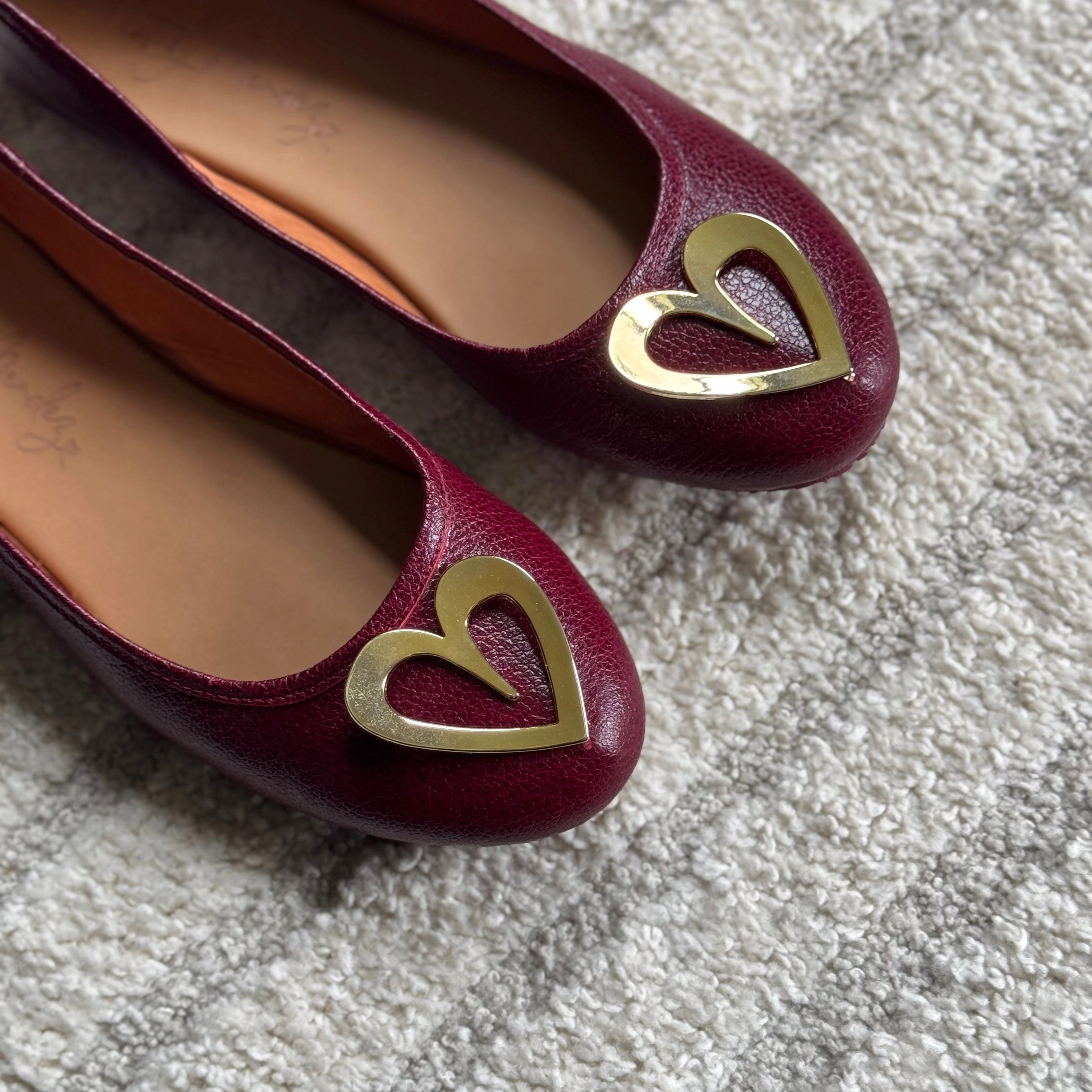 Pipa Ballerinas - Burgundy Heeled Platform Loafers