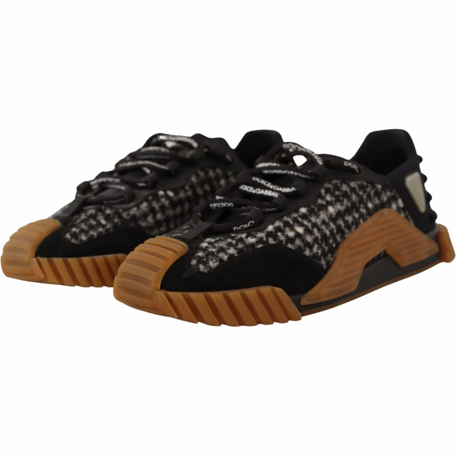 Dolce & Gabbana Black White Fabric Lace Up NS1 Sneakers Sneakers True Religion