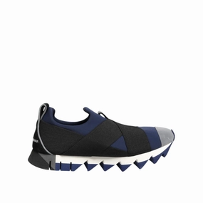 Block Sneakers Dolce & Gabbana Blue Black Slip On Low Top Men Sneakers Shoes