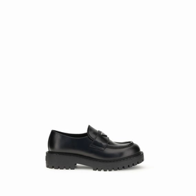 Prada Black Calf Leather Bos Taurus Slip-On Loafers Polo Ralph Lauren Alston Leather Penny Loafers