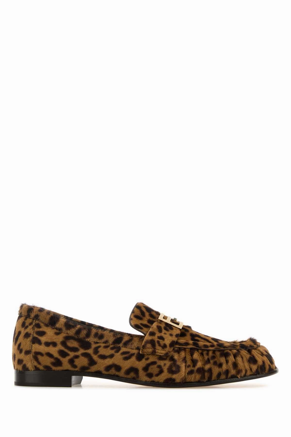 FENDI Printed Leather Hair Baguette Loafers Ralph Loafers