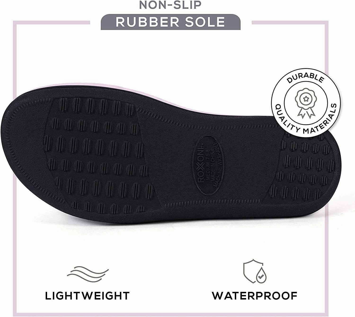 ROXONI Women's Soft Open Toe Slide Slippers, Indoor Outdoor Rubber Sole Slippers Crocs