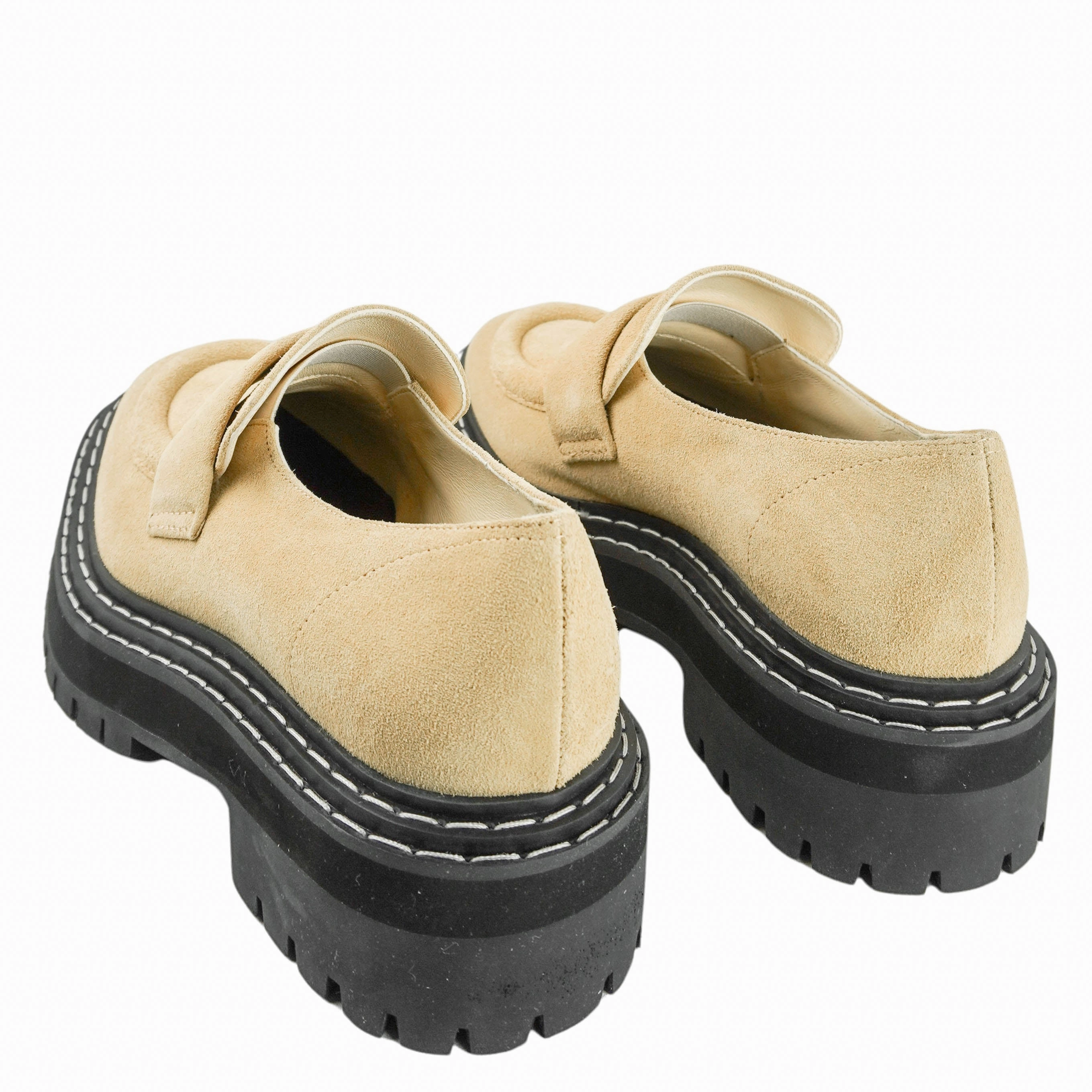 Flat Bottom Mountain Bike Shoes Proenza Schouler Sucal Lug Sole Loafers in Dark Beige