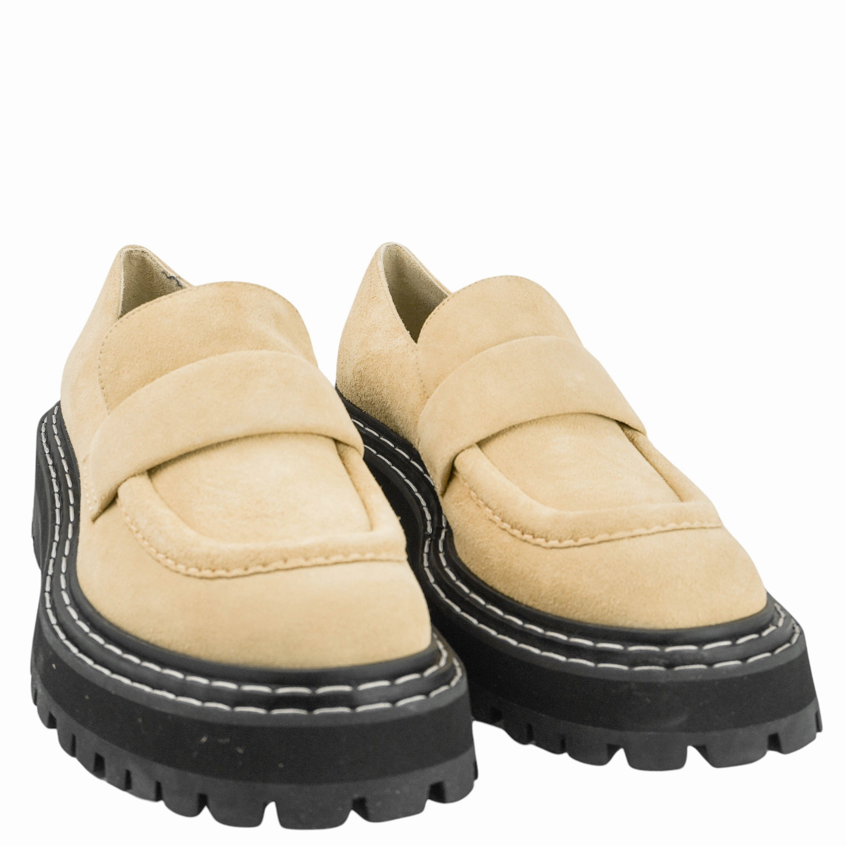 Proenza Schouler Sucal Lug Sole Loafers in Dark Beige Simple Flat Wedding Shoes