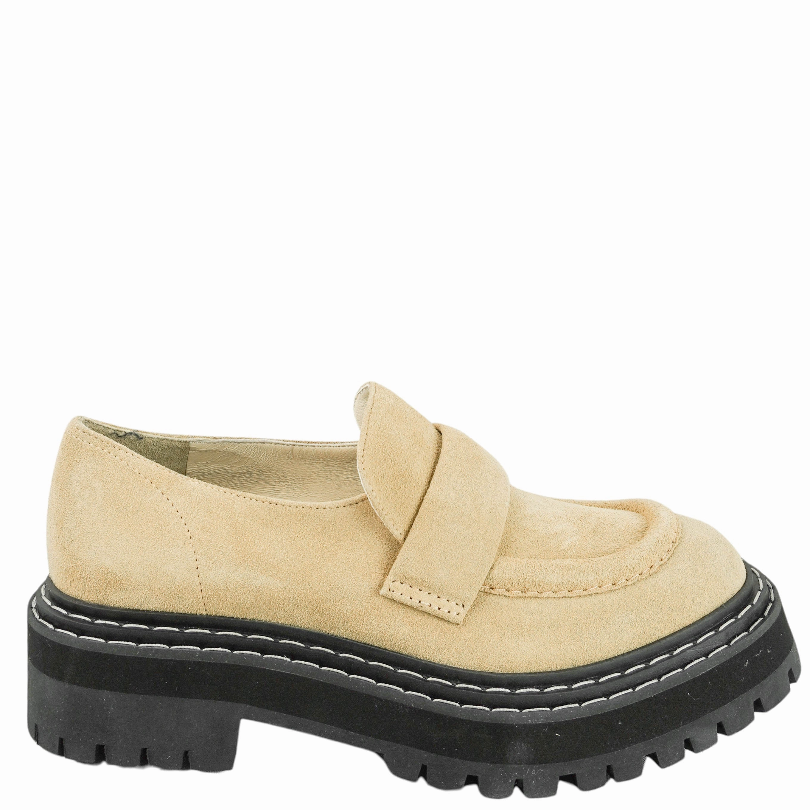 Flat Sole Shoes For Walking Proenza Schouler Sucal Lug Sole Loafers in Dark Beige