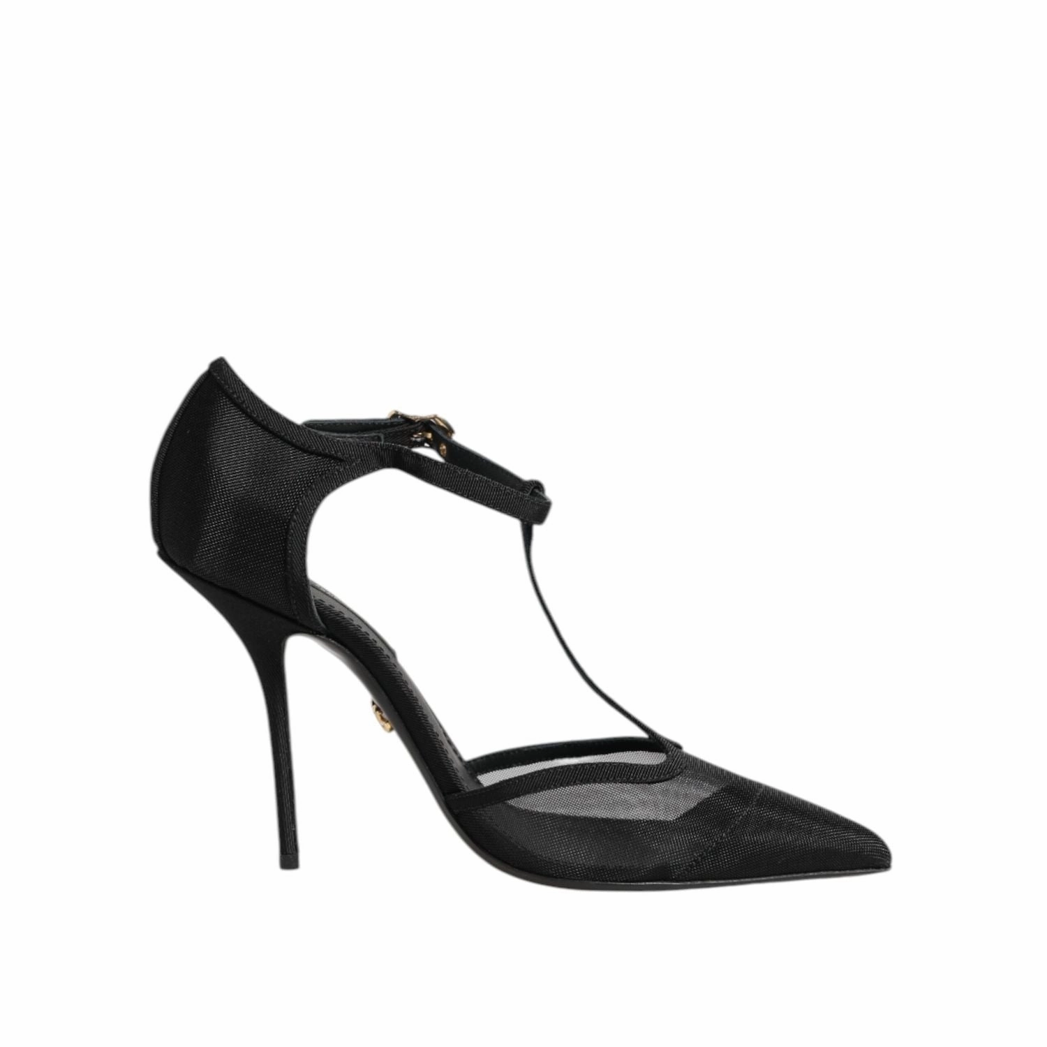 Dolce & Gabbana Black Mesh T-strap Stiletto High Heels Shoes Amazon Reef Sandals
