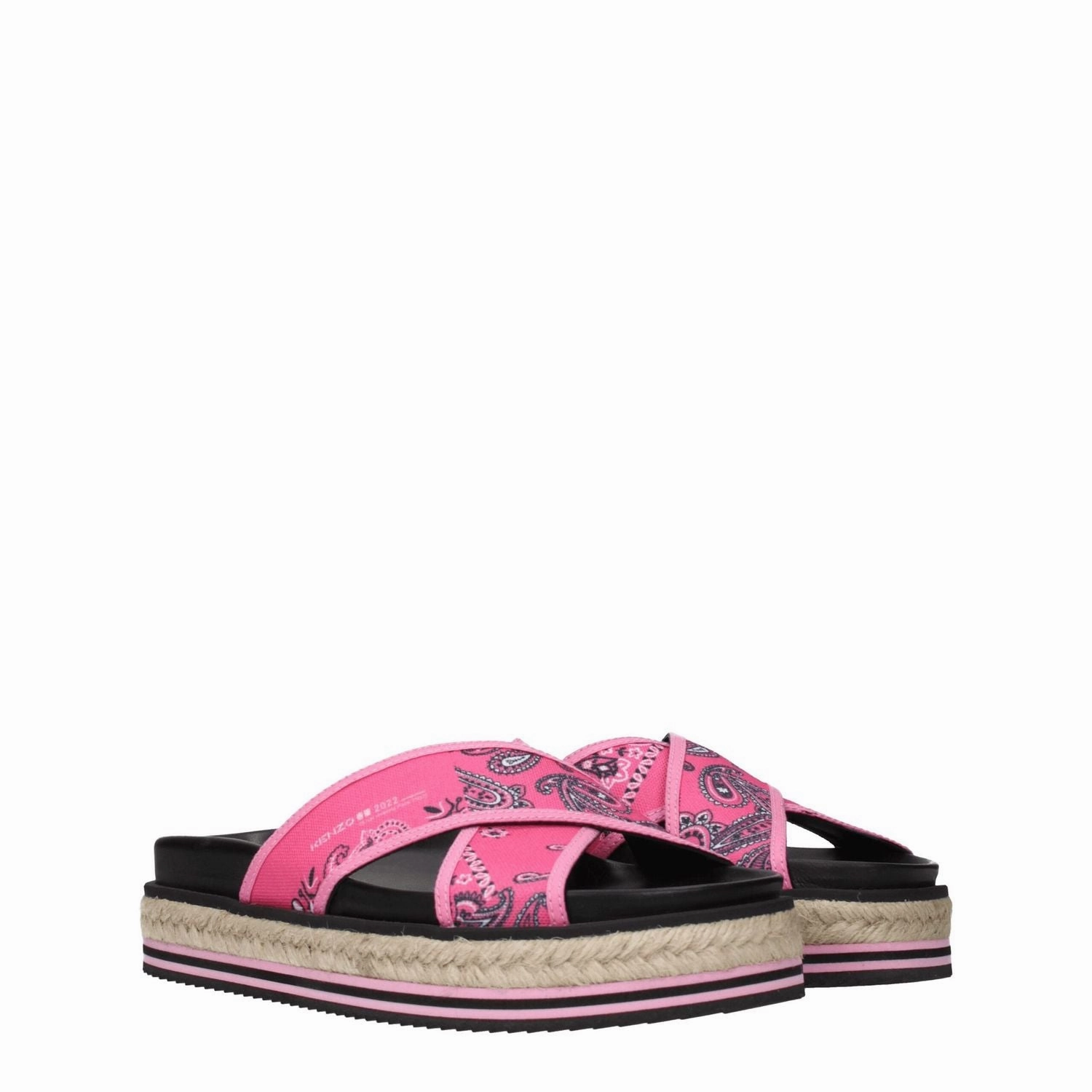 Jones Flat Shoes Kenzo Pink Fabric Slippers