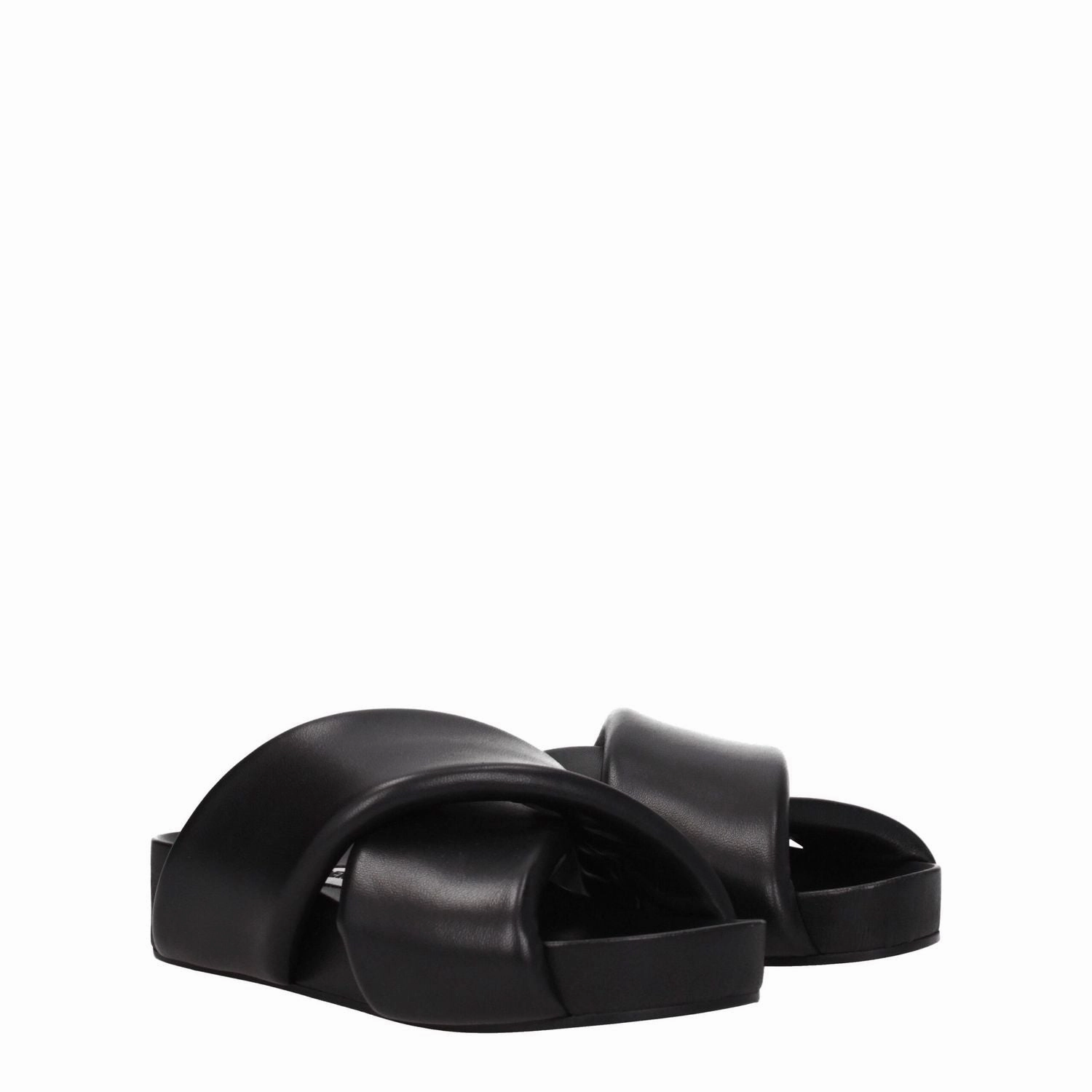 32 Degrees Slides Jil Sander Black Leather Slippers