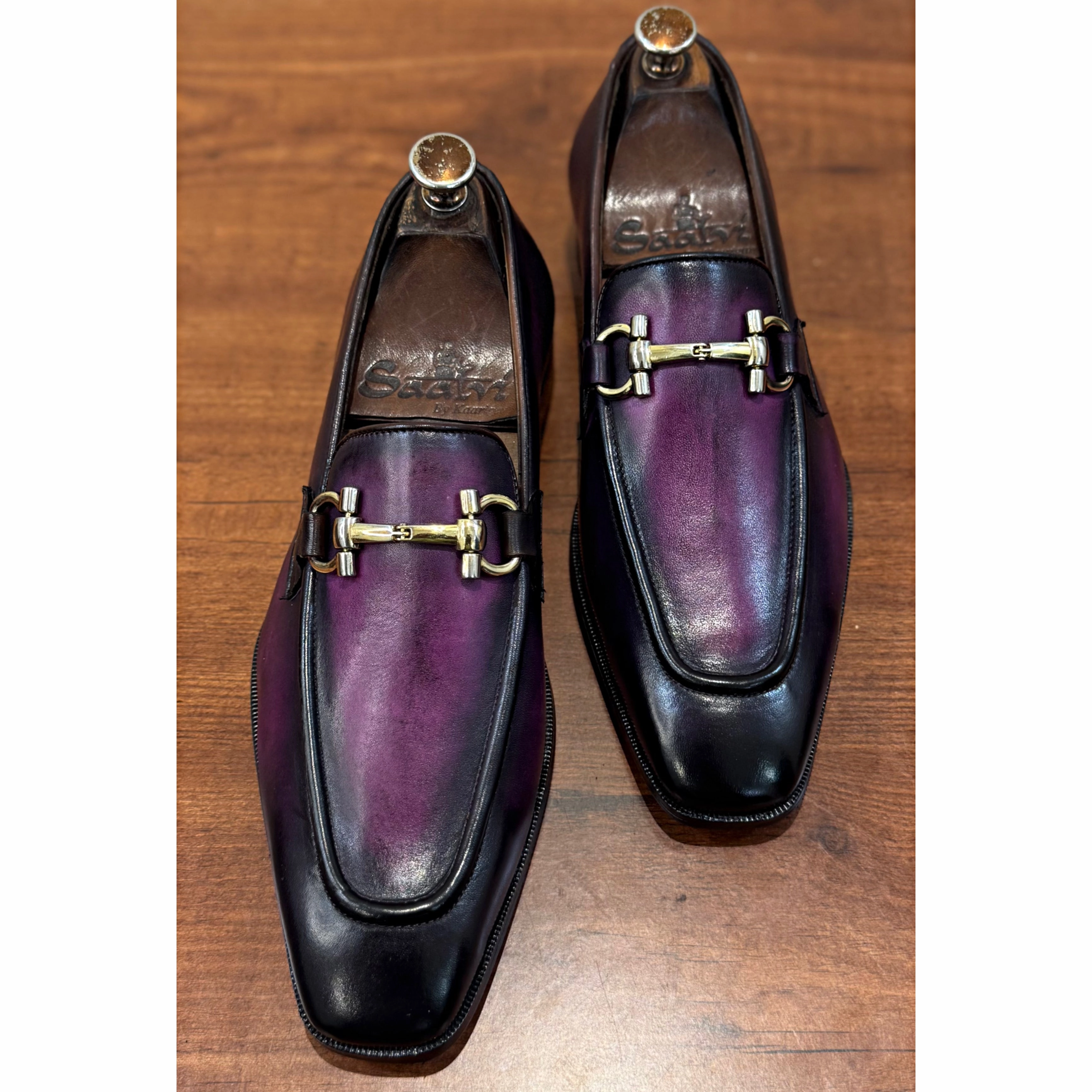 Purple Patina Loafers Mid Heel Loafers