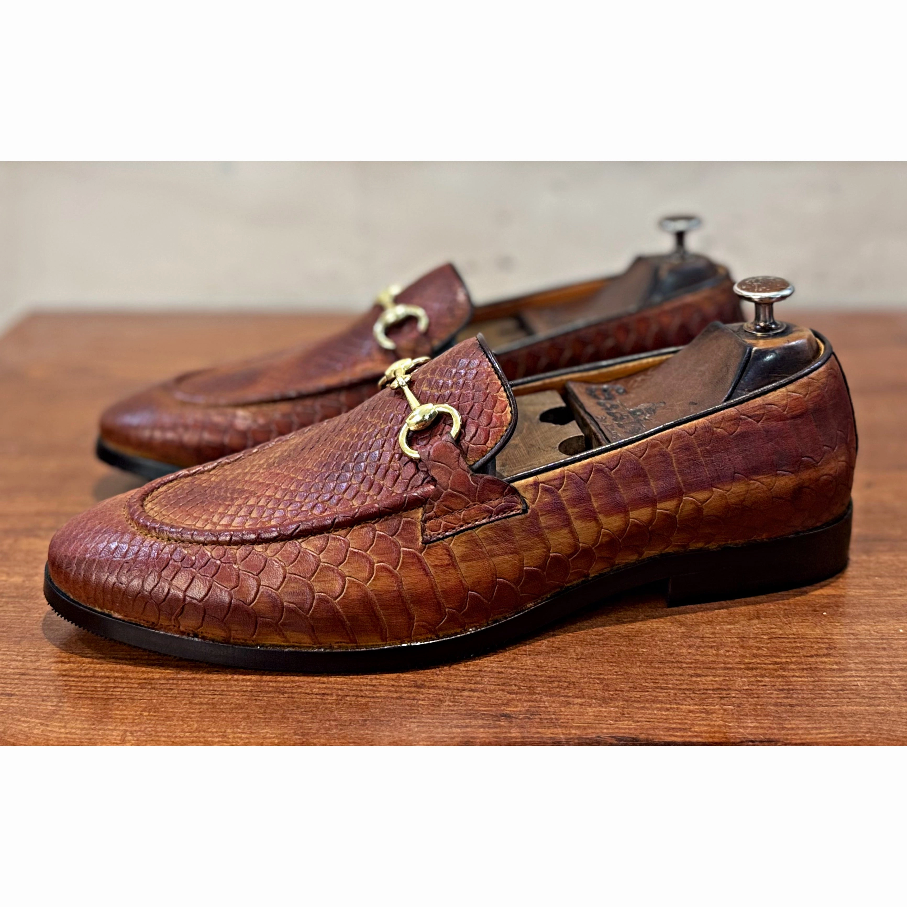 Python Horsebit Loafers Tan Stacked Loafers