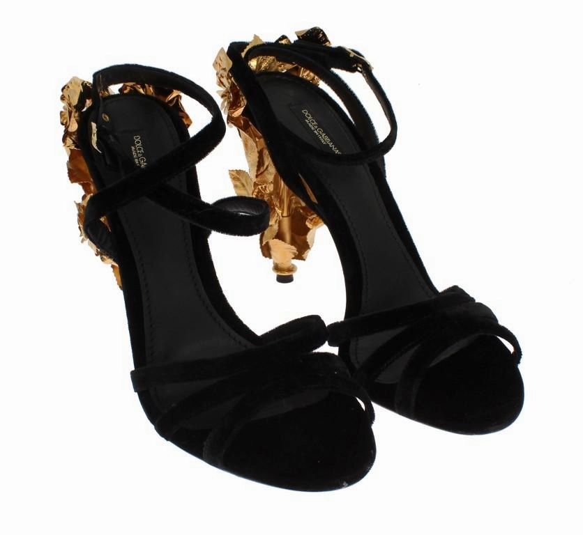 Black Velvet Gold Leaf Sandal Shoes Sandals Day Pass