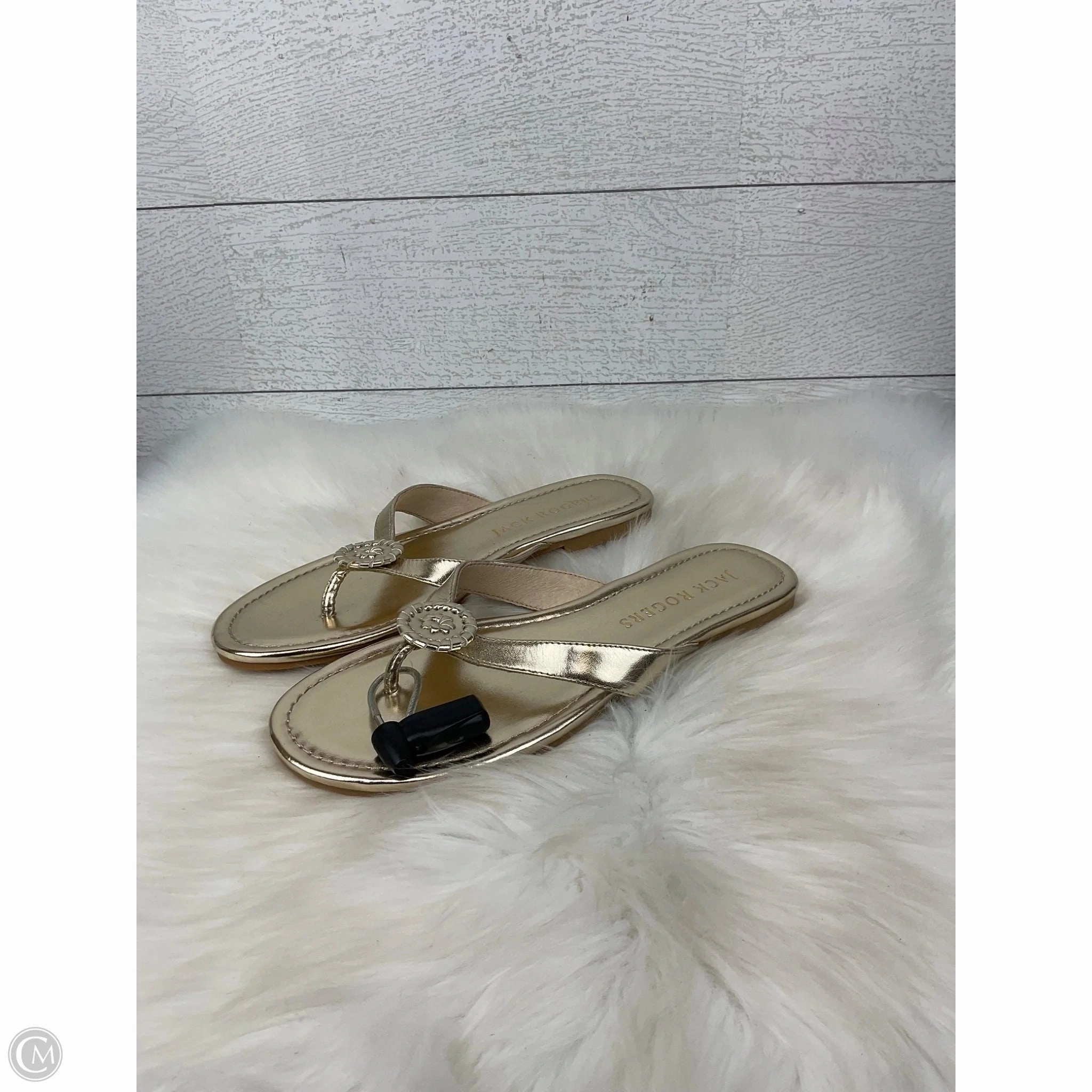 Palm Tree Flip Flops Sandals Flip Flops By Jack Rogers In Gold, Size: 8.5