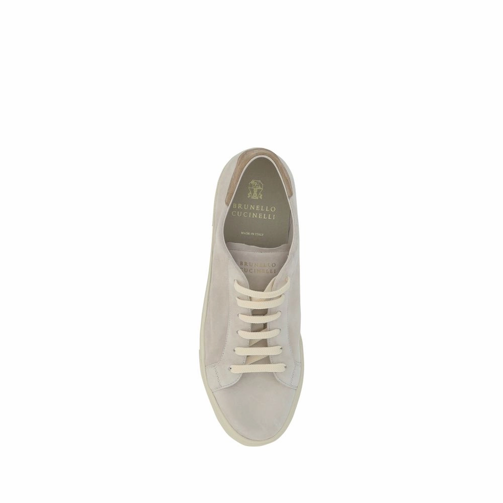 Brunello Cucinelli Cream White Leather Sneakers Walking Sneakers
