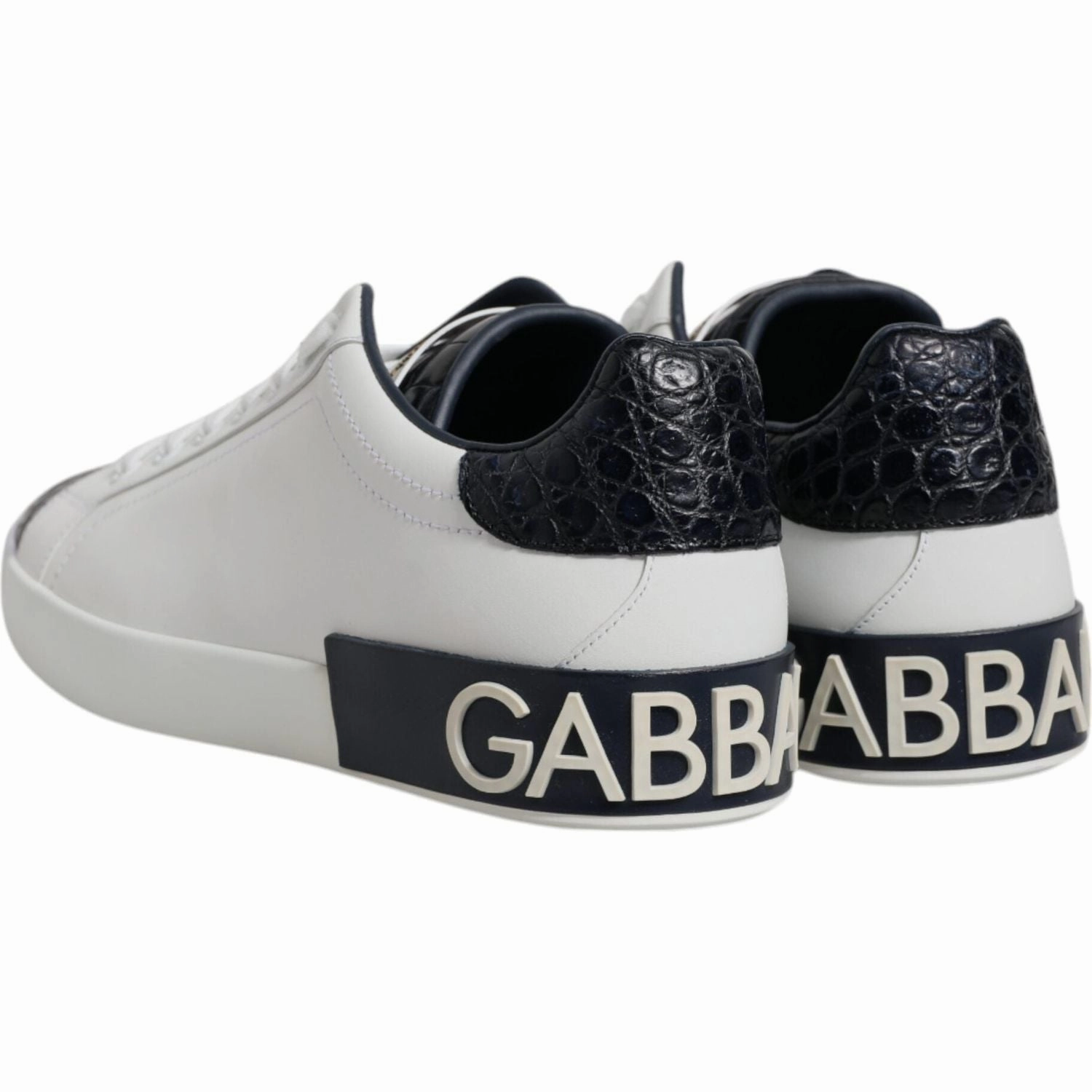 Hi Top Sneakers Dolce & Gabbana White Black Leather Portofino Sneaker Shoes