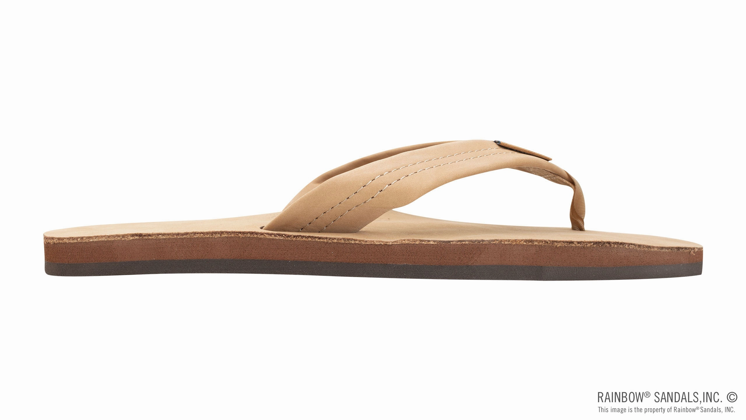 Wedge Heel Thong Sandals RAINBOW MEN'S SINGLE LAYER THICKSTRAP SIERRA BROWN