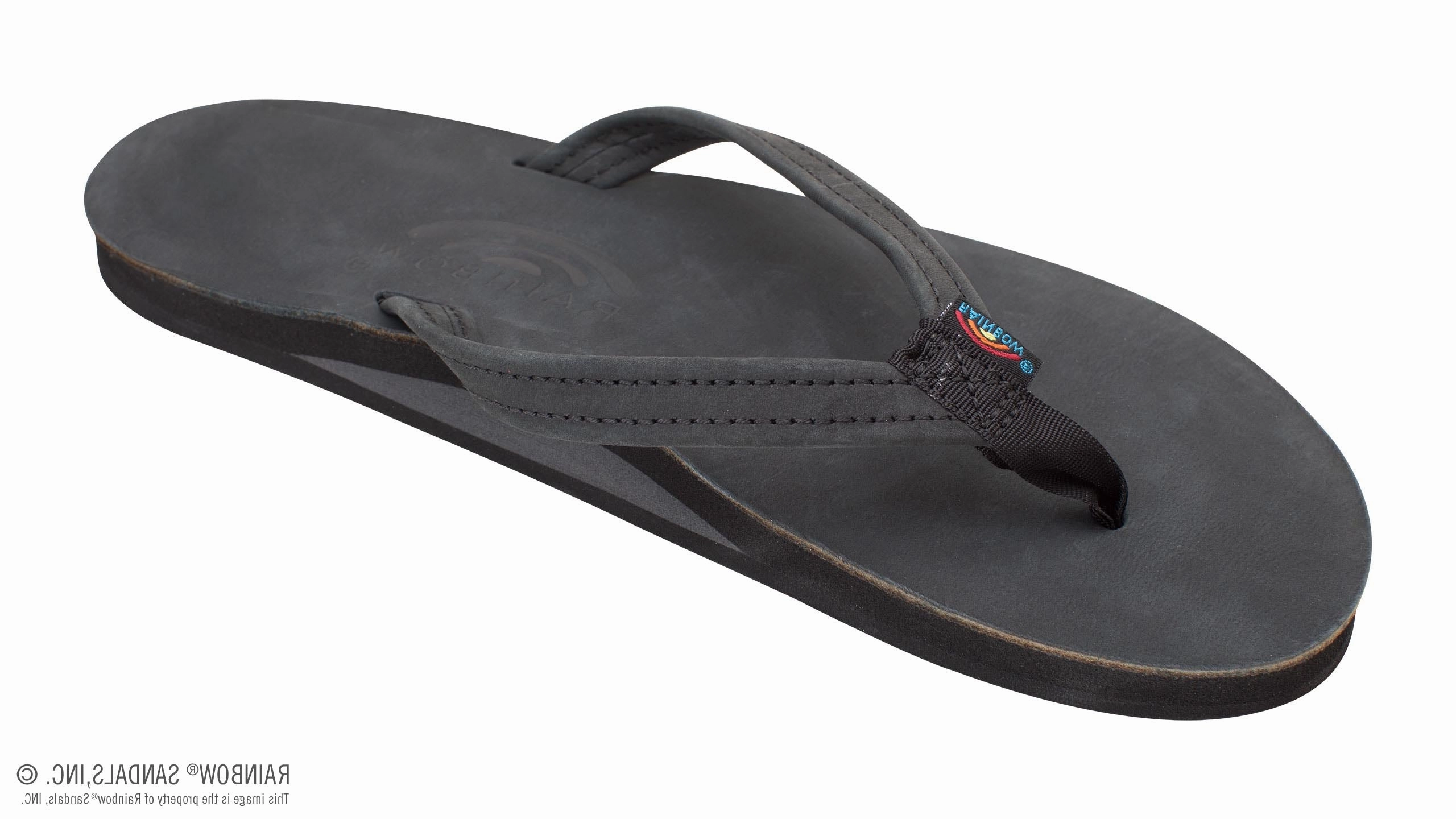 Photo Flip Flops Rainbow Women's Single Layer Narrow Black Sandals 301ALTSN-TTBK