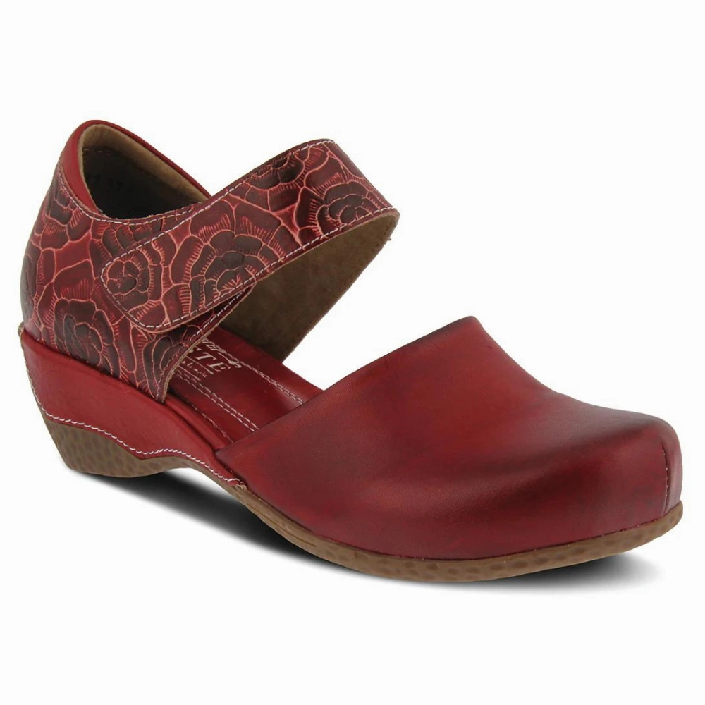 L'Artiste By Spring Step Gloss-Pansy Red Leather Mary Jane (Women's) Casual Leather Shoe