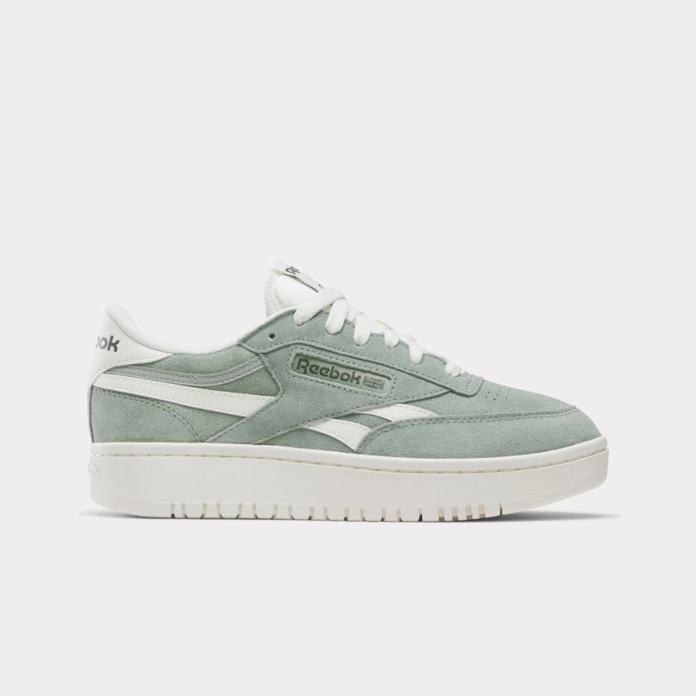 Sherpa Lined Sneakers Reebok Footwear Women Club C Double Revenge Shoes HYBRID GREEN/CHALK/CHALK