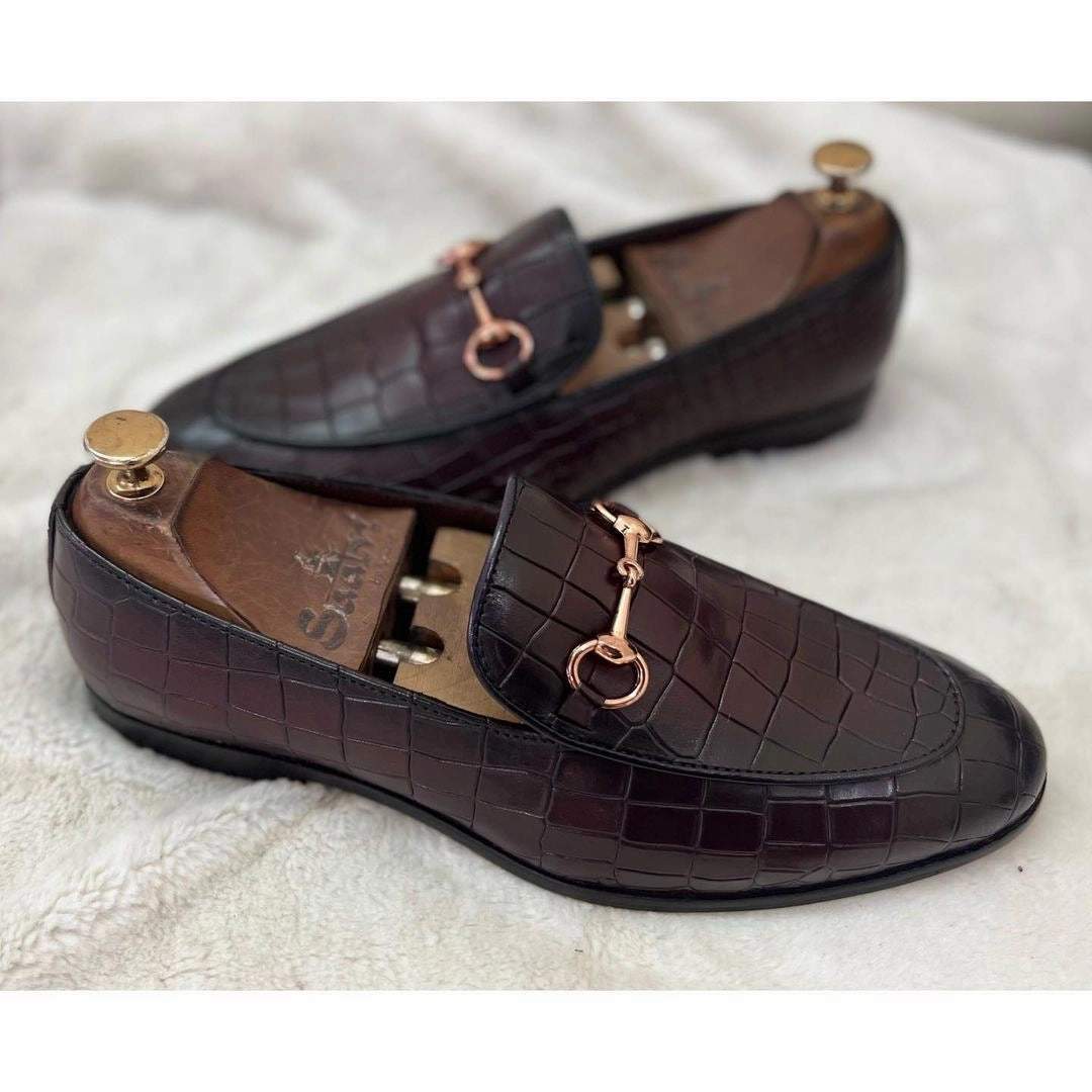 Horsebit Loafers - Wine Snake Skin Loafers