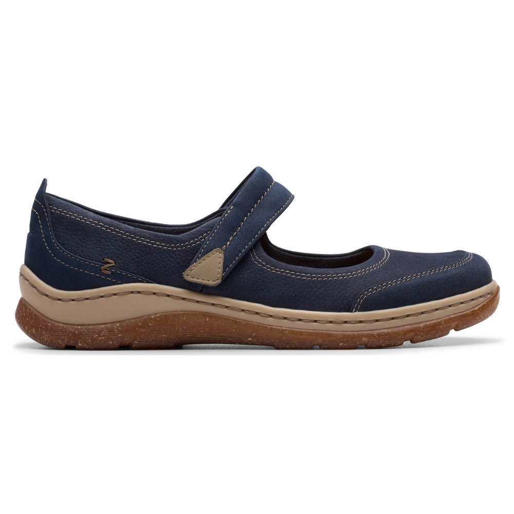 Casual Wedding Shoes Clarks Orlene Jane Navy Leather Shoe (Women's)