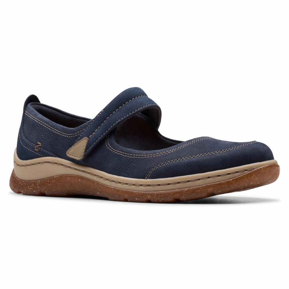 Everyday Casual Shoes Clarks Orlene Jane Navy Leather Shoe (Women's)