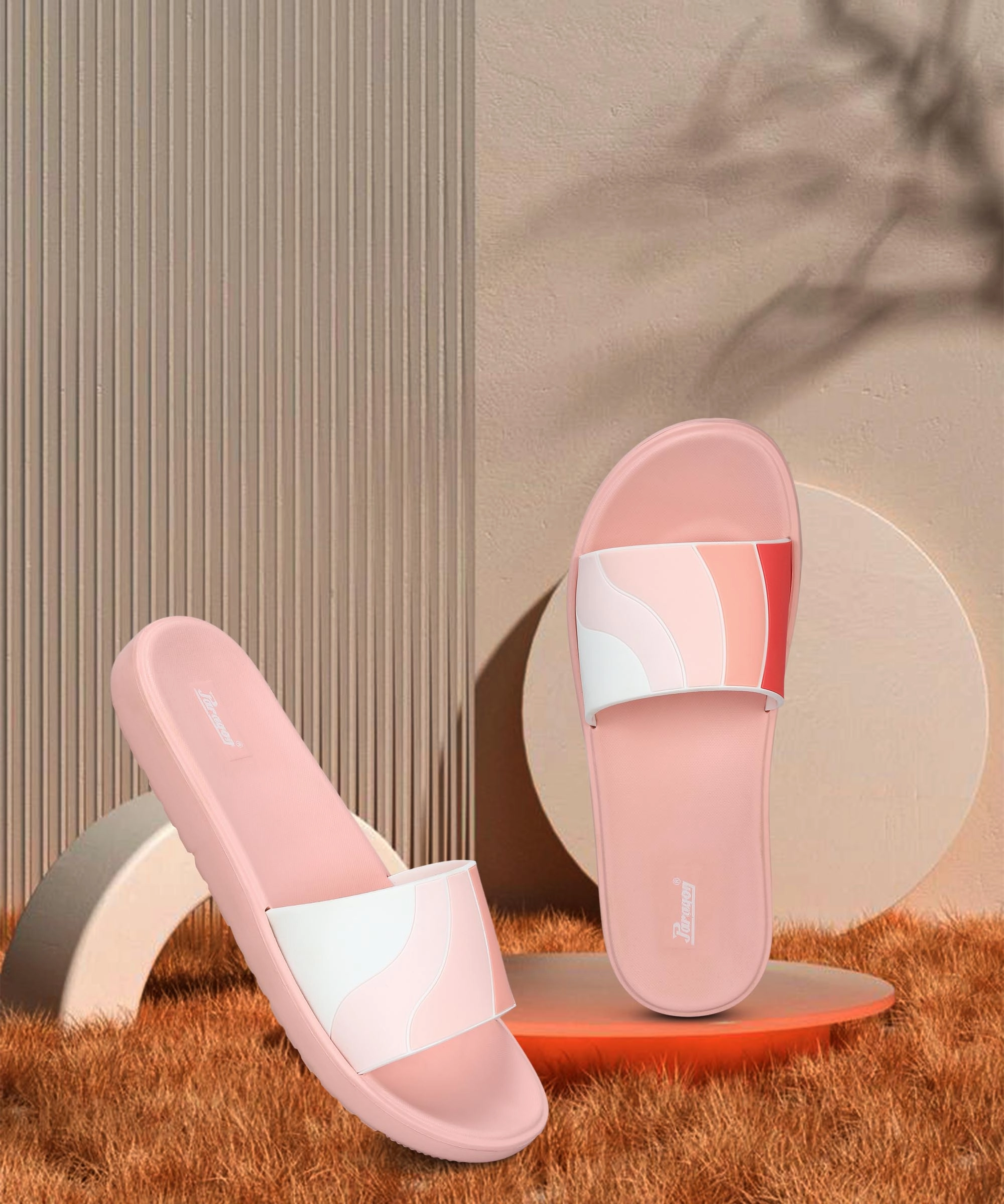 Paragon Women's Peach Sliders with Cushioned Sole for Everyday Use Ecco Flip Flops