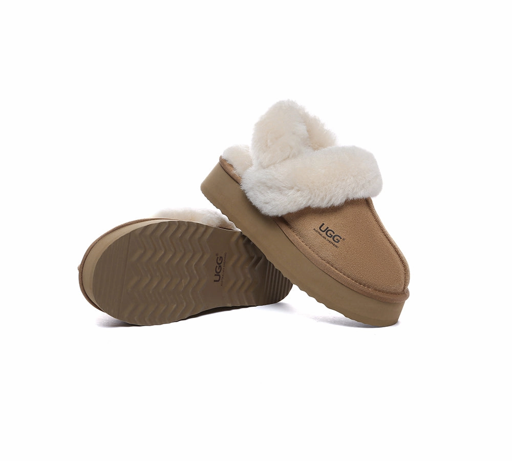 AUSTRALIAN SHEPHERD UGG Slippers Women Removable Wool Strap Slingback Platform Musa