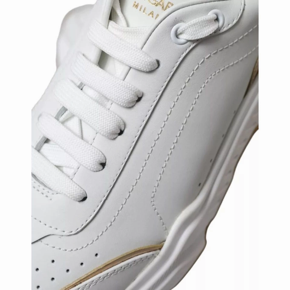 Chunk Sneakers Dolce & Gabbana White Gold Leather Men Sneakers DAYMASTER Shoes