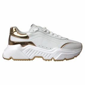 Dolce & Gabbana White Gold Leather Men Sneakers DAYMASTER Shoes Best Way To Wash Sneakers