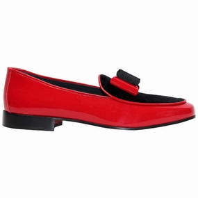 Amalfi Red & Black Velvet & Patent Leather Slip on | Duca Bow Dress Loafers Loafers Amazon