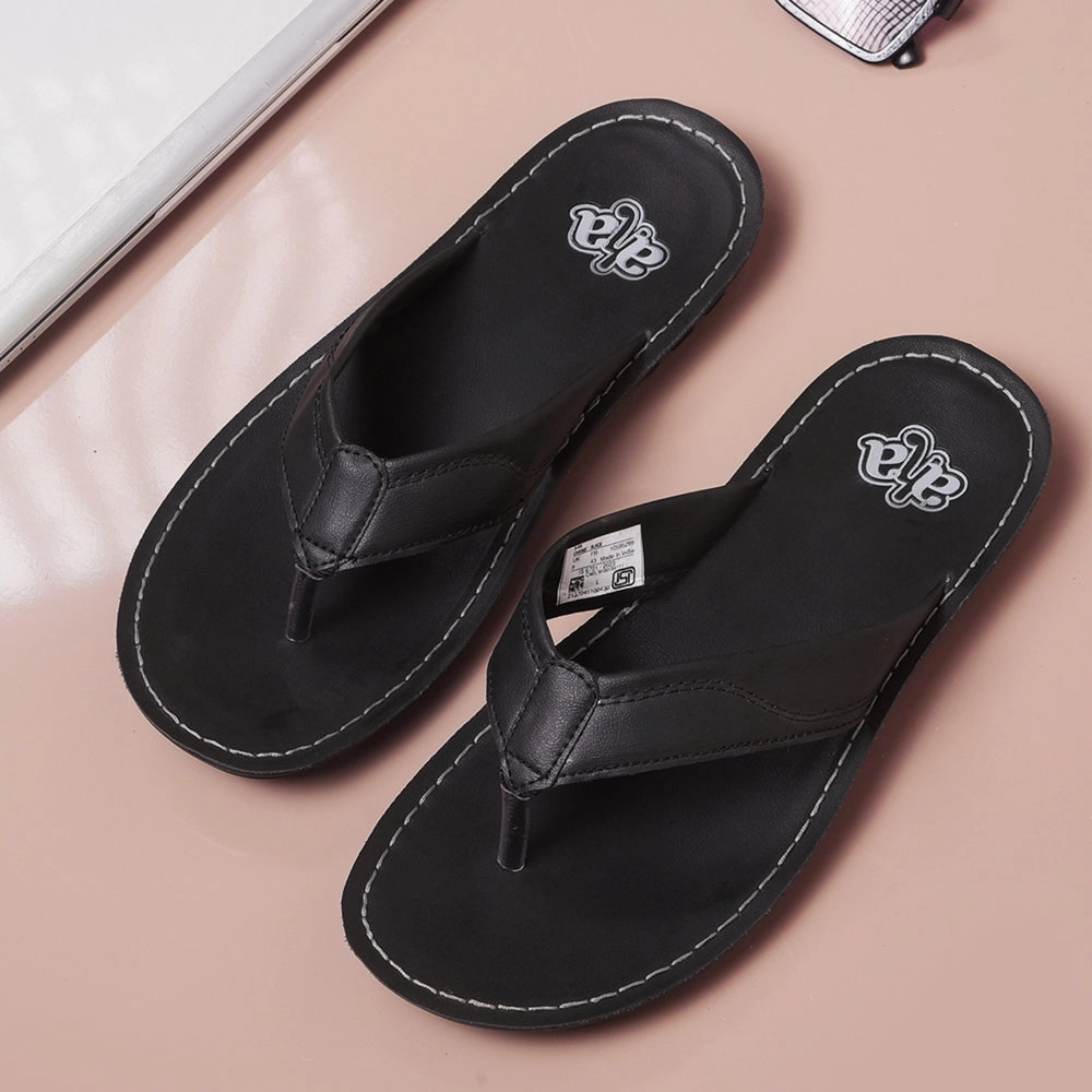 Fancy Slides A-HA Black Casual Slippers For Men CHARGE By Liberty