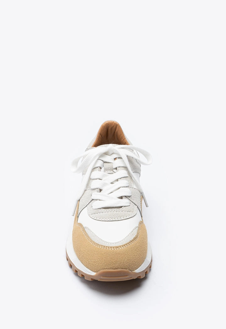 Rubber Suede Contrasting Lace Up Shoes Curves Sneakers