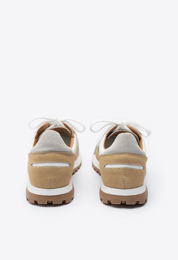 Secured Sneakers Rubber Suede Contrasting Lace Up Shoes