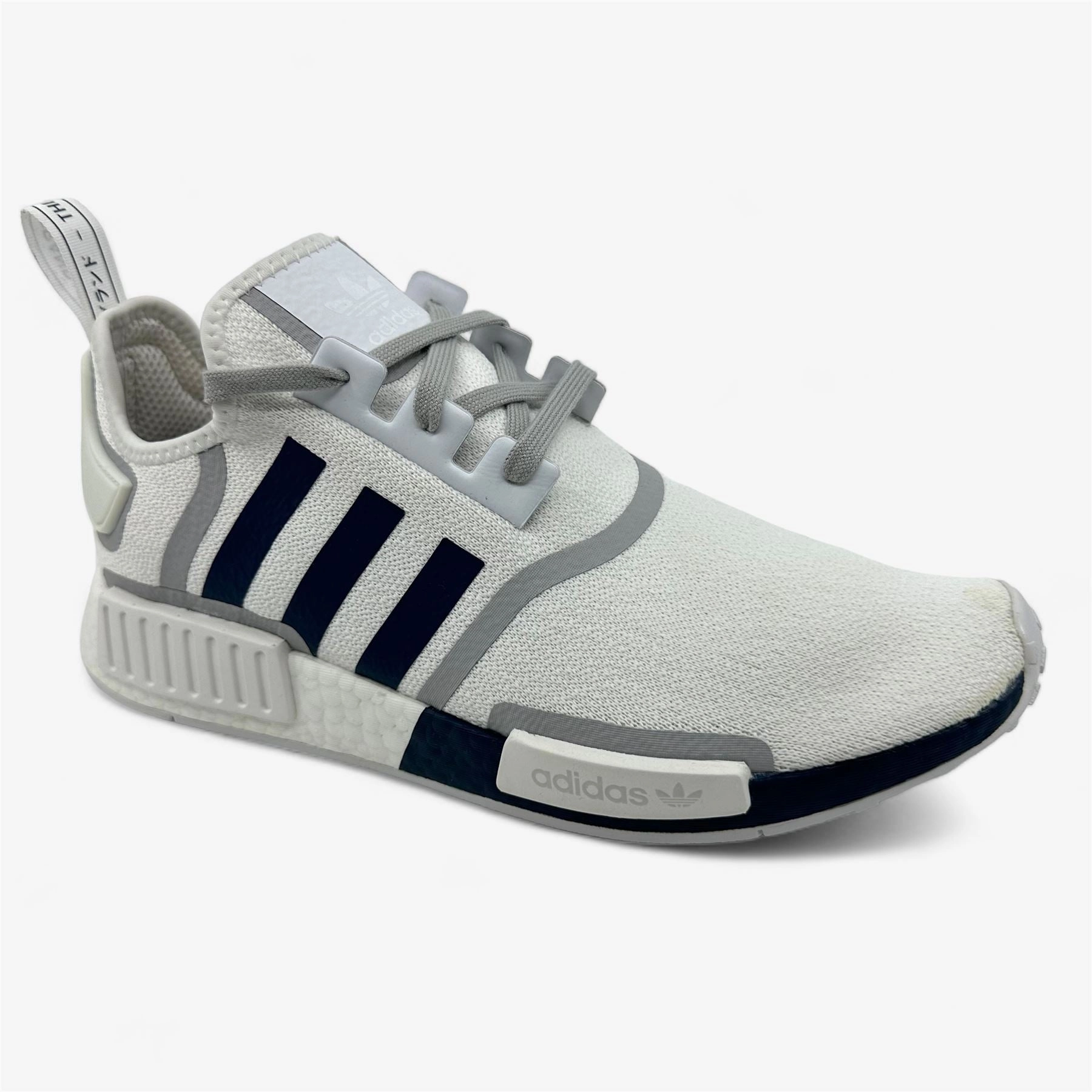 Adidas NMD R1 White Crew Navy Mens Athletic Sneaker Best Running Shoes For Wide Foot