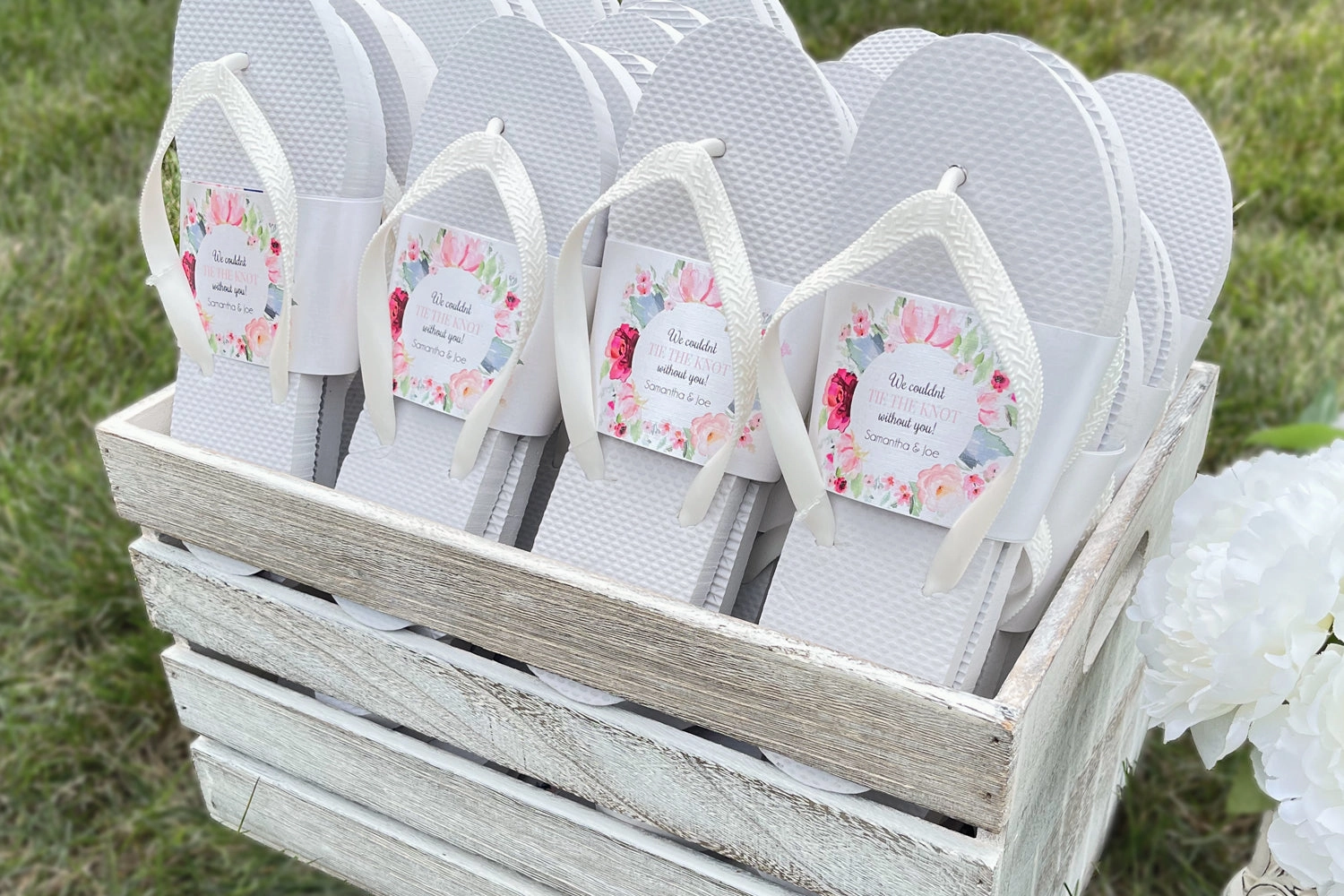 Rustic Crate Wedding Flip Flop Bundle (20 Pairs) Fabric Strap Flip Flops