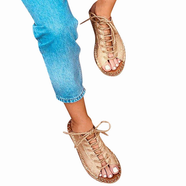 SAGACE shoes Woman Sandals Roman Leisure Large Size Peep Toe Hemp Lace-Up Slipper Sandals Shoes 2019 Shoes summer Sandals