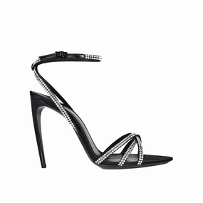 Sandals Jamaica Overwater Bungalows Saint Laurent Black Silk Stiletto Heel Sandals