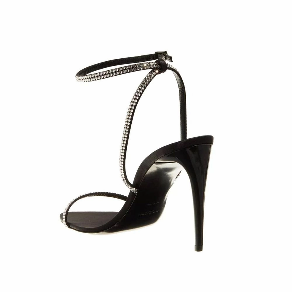Thong Flip Flop Sandals Saint Laurent Black Silk Stiletto Heel Sandals