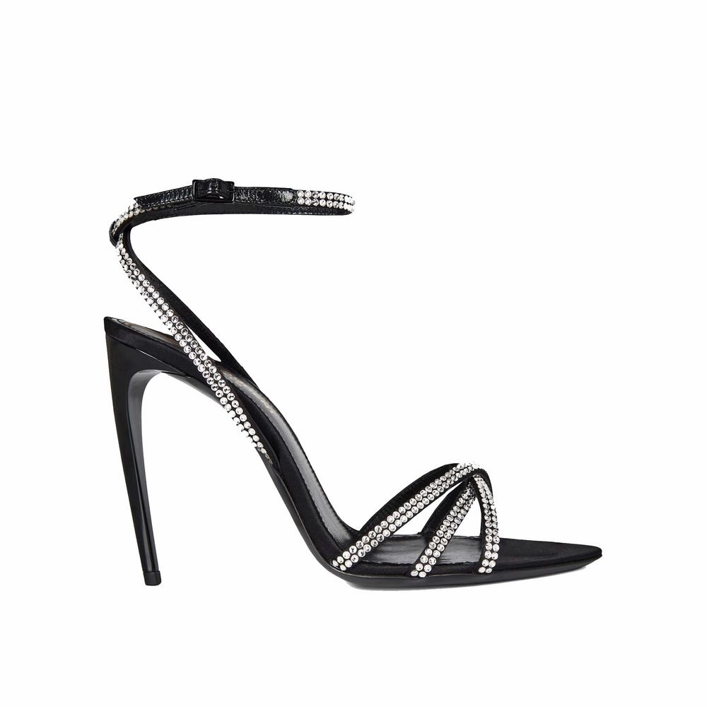 Saint Laurent Black Silk Stiletto Heel Sandals Best Hiking Sandals
