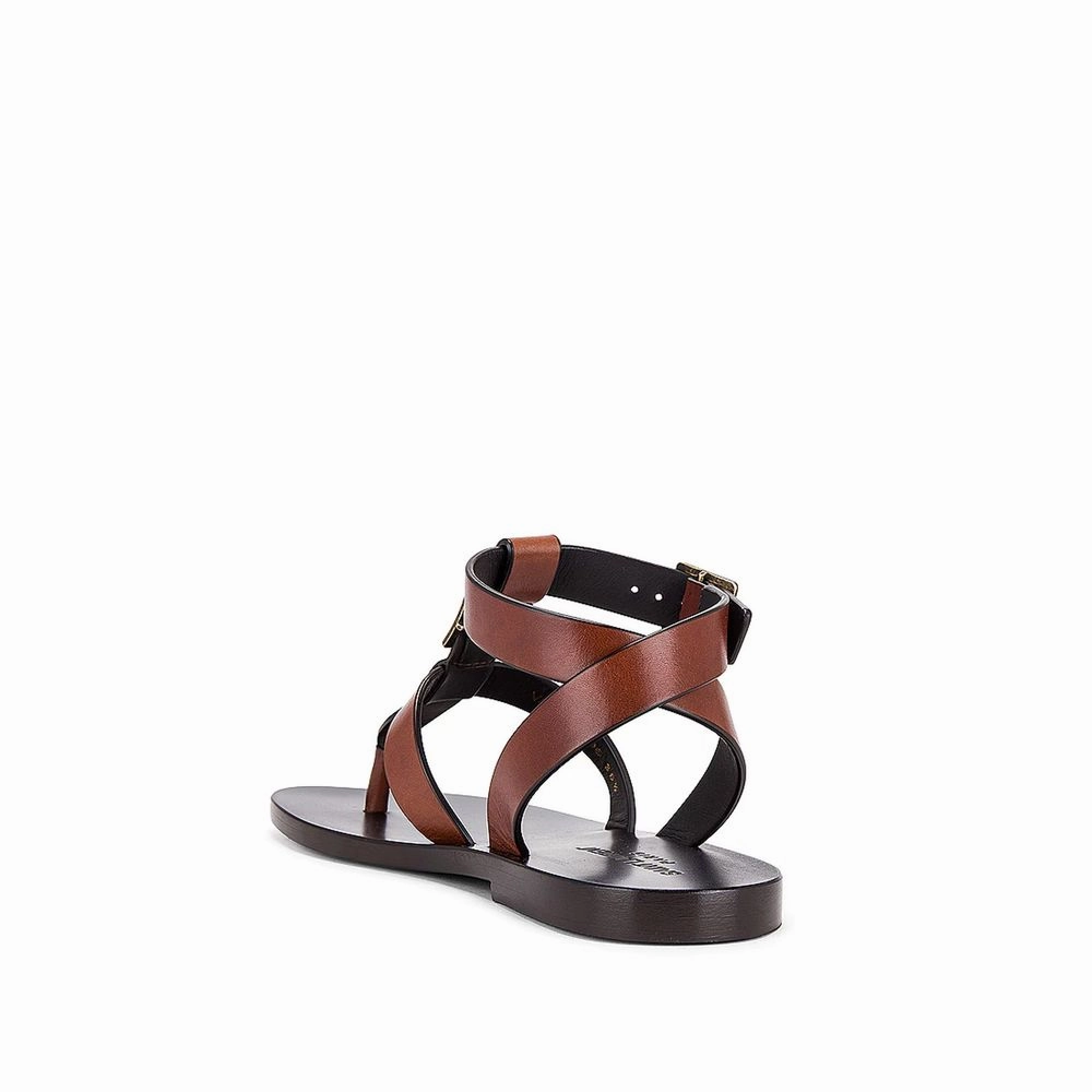 Saint Laurent Brown Calfskin Flip-Flop Sandals Sandals Resort St Lucia Halcyon Beach