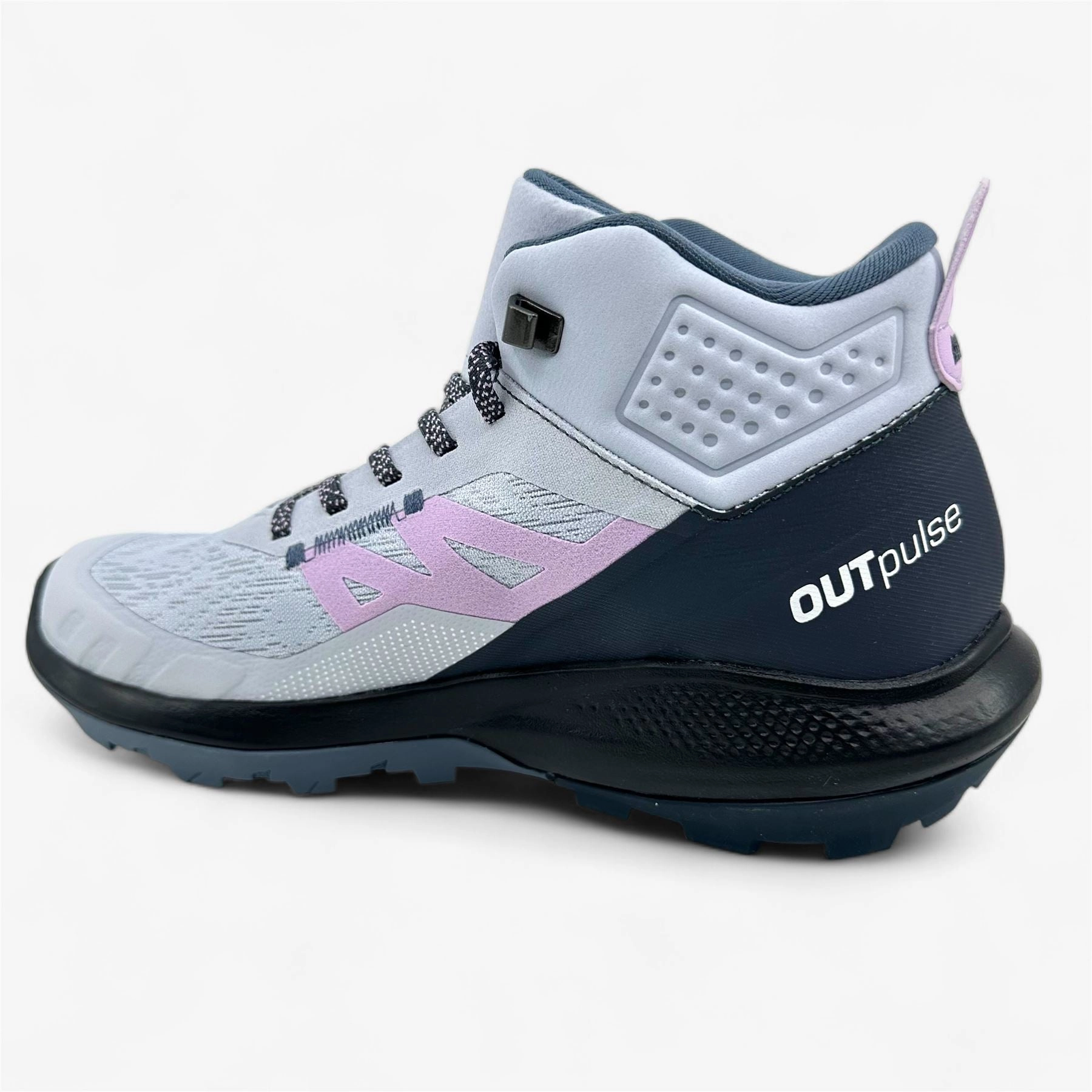 Steel Toe Running Shoes Salomon OUTpulse Mid GTX Arctic Ice India Ink Orchid Womens Size 7 Gore-Tex Sneaker