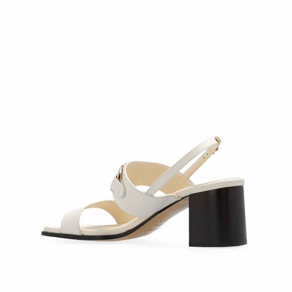 Salvatore Ferragamo White Calfskin Strap-On Sandals Comfy And Cute Sandals