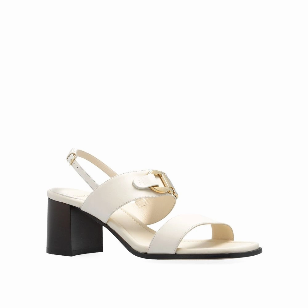 Bear Traps Sandals Salvatore Ferragamo White Calfskin Strap-On Sandals