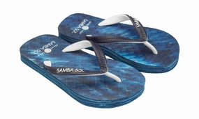 White Leather Sandals Samba Sol Kid's Beach Collection Flip Flops - Navy/White