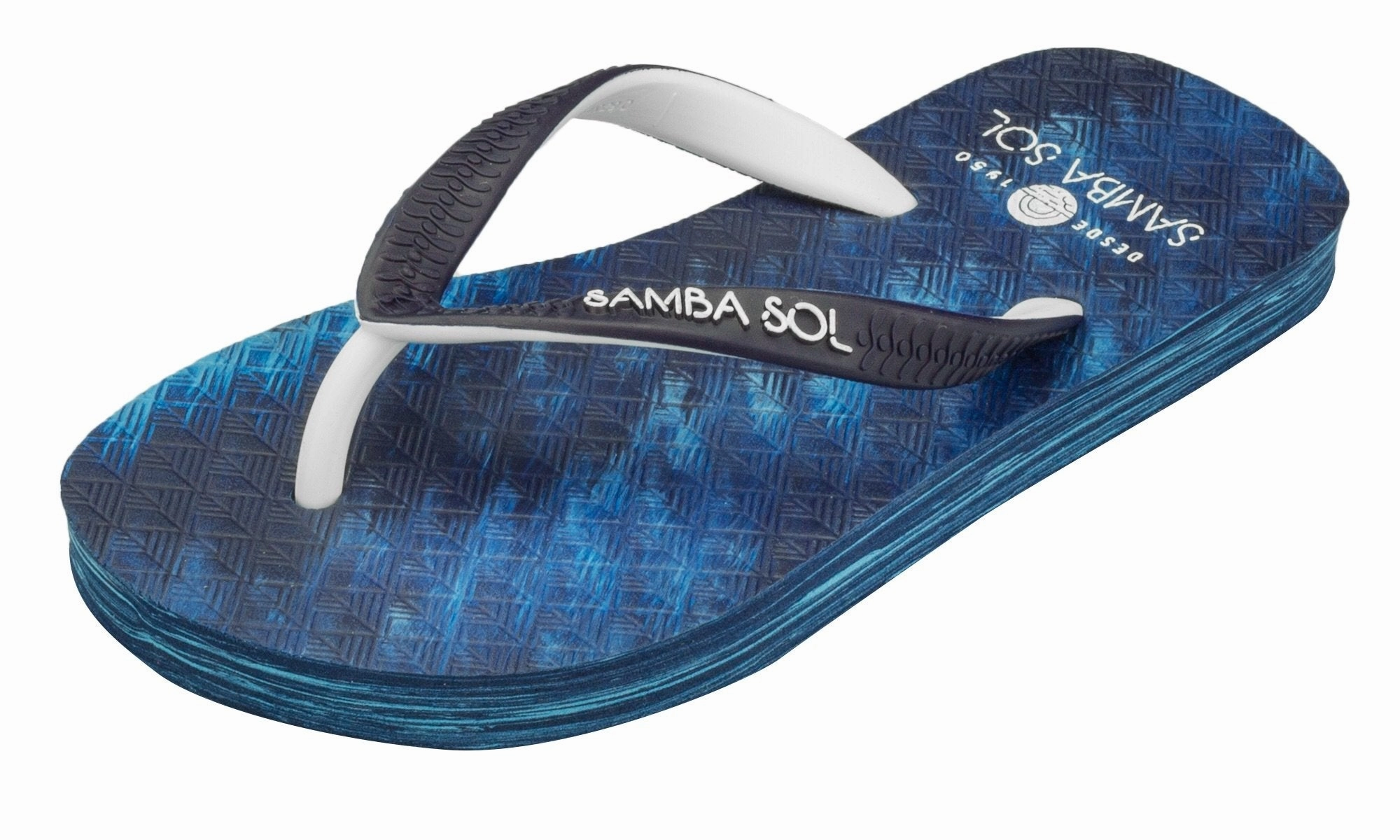 Samba Sol Kid's Beach Collection Flip Flops - Navy/White Fisherman Leather Sandals